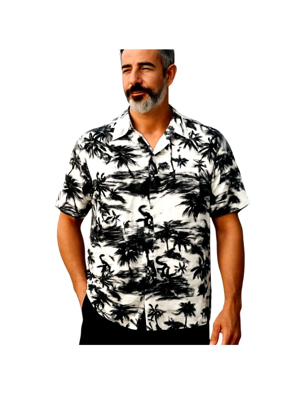 Men's XL Sox Black White Shirt Short Sleeve 46 48 Button Down